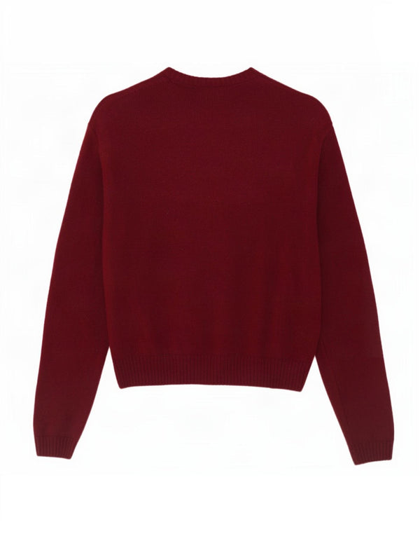 Zara Cardigan Femme Pull UK 18 XL Laine Bordeaux