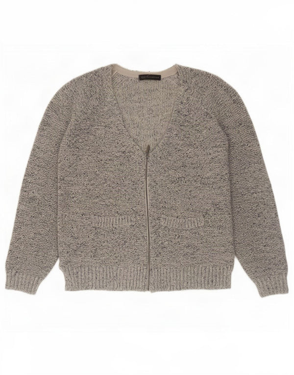 Marks & Spencer Womens Cardigan Sweater UK 14 Large Grey Flecked Cotton