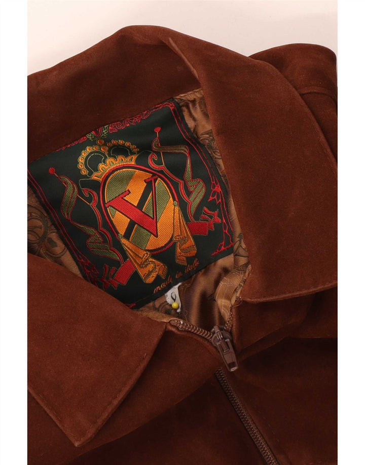 vintage Mens Suede Bomber Jacket UK 40 Grand Brun
