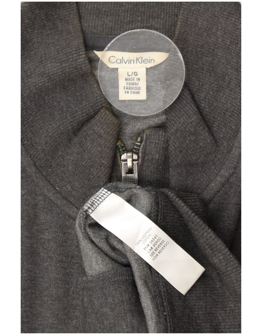 CALVIN KLEIN Veste de Survêtement Homme Large Gris Coton