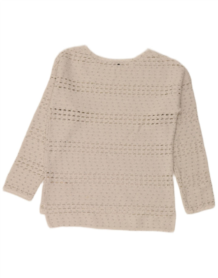 Massimo Dutti Pull à col bateau en crochet pour femme UK 14 Blanc moyen