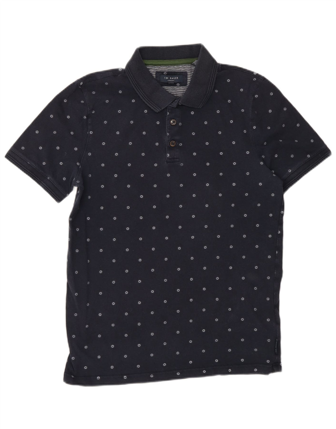 Ted Baker Polo Homme Petit Bleu Marine à Pois Coton