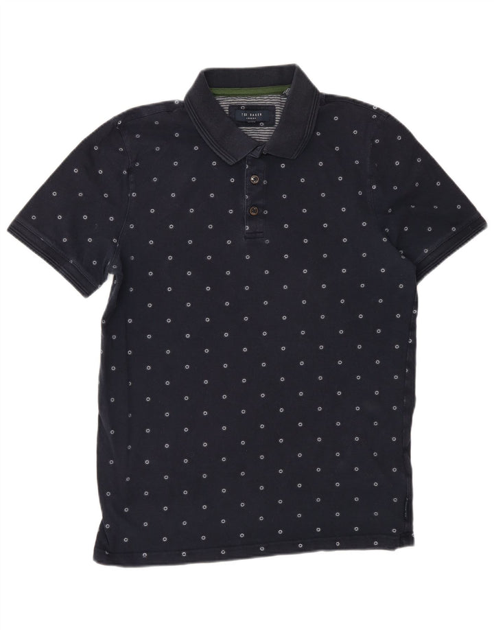 Ted Baker Polo Homme Petit Bleu Marine à Pois Coton