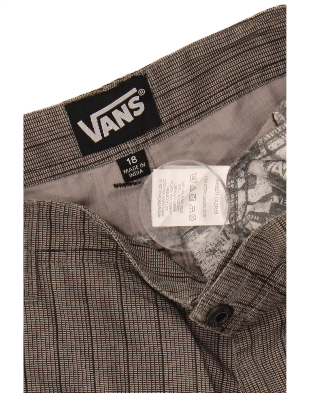 VANS Short Chino Garçon 14-15 Ans XL W30 Gris Pinstripe Coton