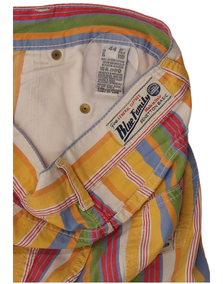 Benetton Short Décontracté Femme IT 44 Medium W26 Rayé Multicolore