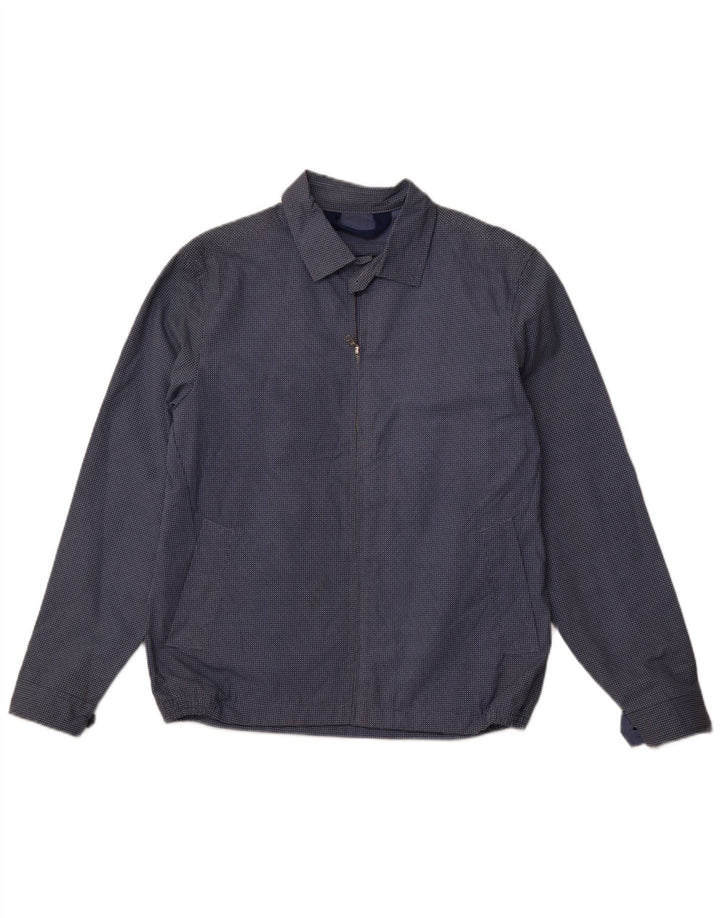 MARKS & SPENCER Veste Bomber Homme UK 38 Bleu Moyen Coton Tacheté