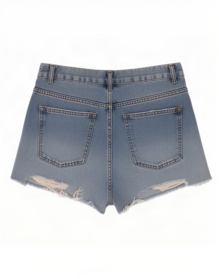 Topshop Short en jean vieilli W30 en coton bleu moyen pour femme