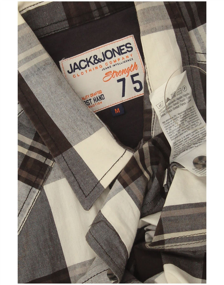 Jack & Jones Chemise à Manches Courtes Homme Noir Moyen à Carreaux Coton