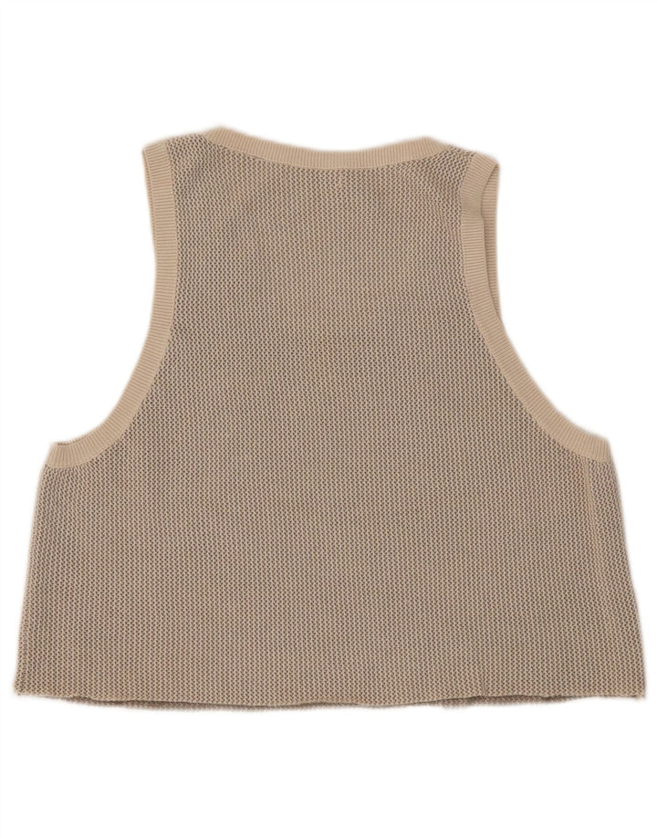Zara Femme Crop Débardeur UK 14 Beige Moyen