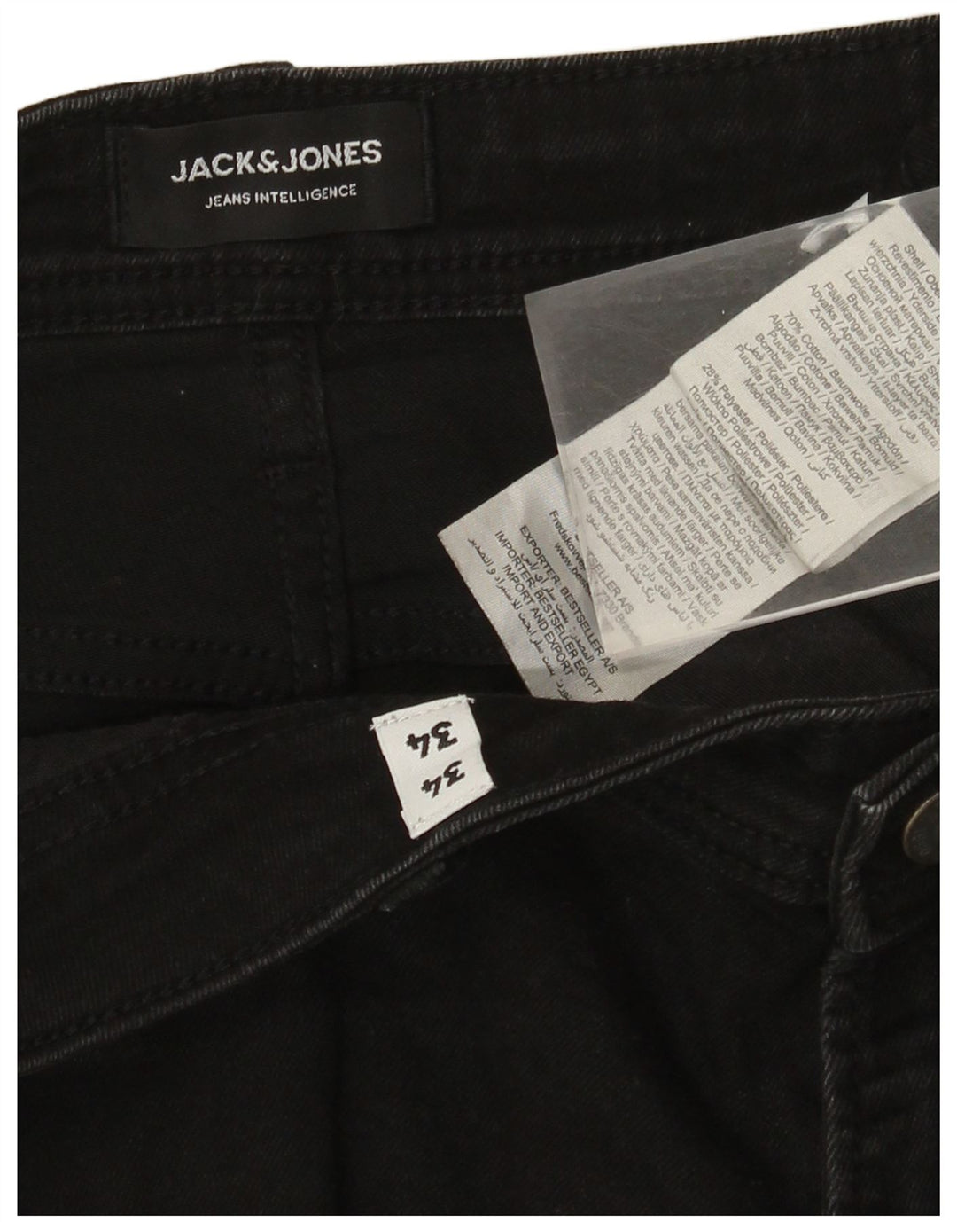 Jack & Jones Jean Droit Homme W34 L34 Noir Coton
