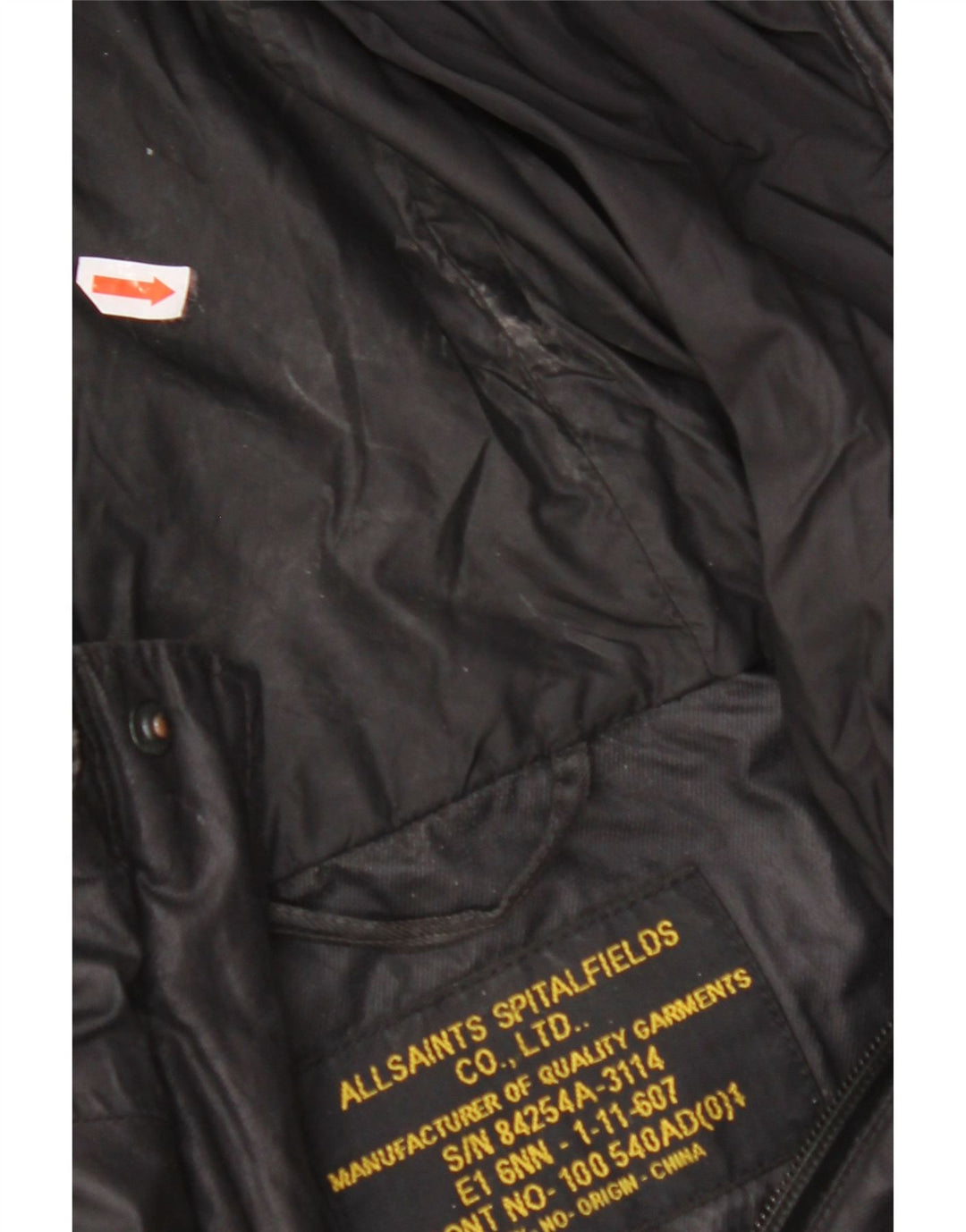 ALL SAINTS Veste utilitaire à capuche pour homme UK 38 Medium Noir