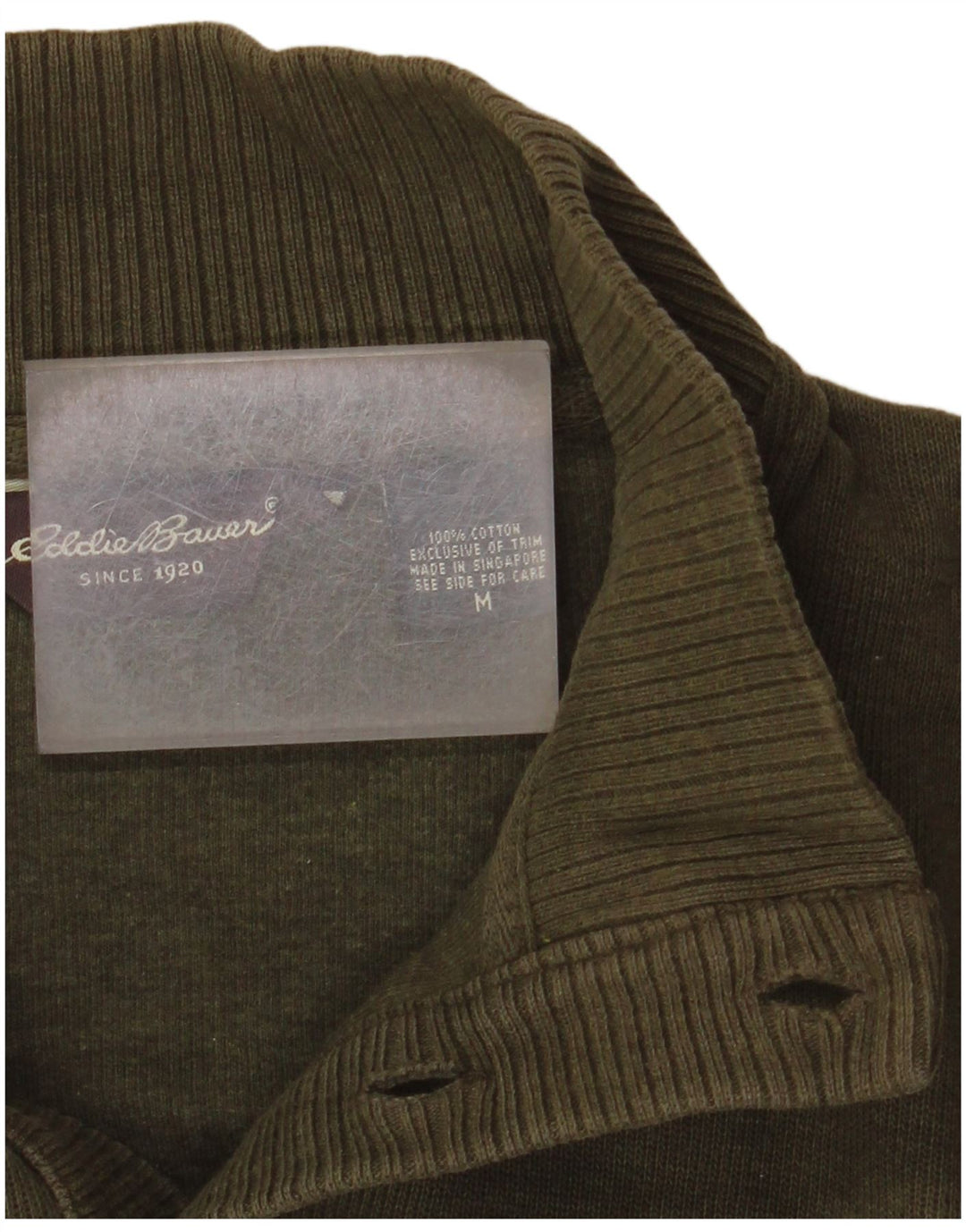 EDDIE BAUER Pull col boutonné pour homme en coton kaki moyen