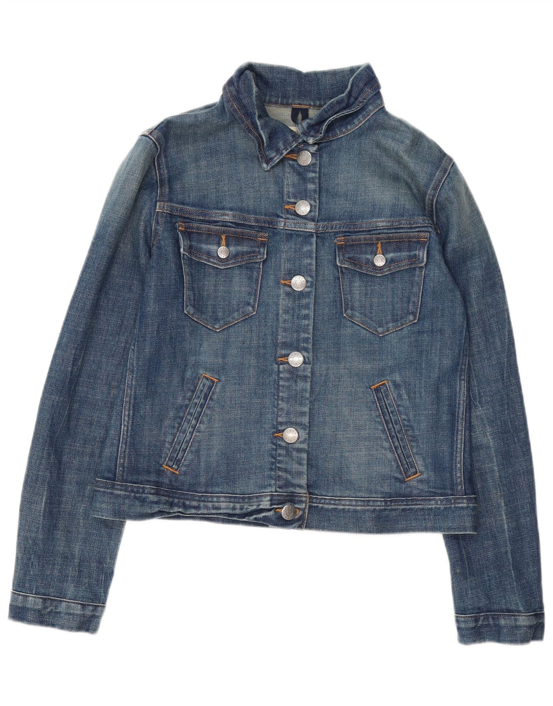 J. CREW Veste en jean courte pour femme UK 10 Petit coton bleu