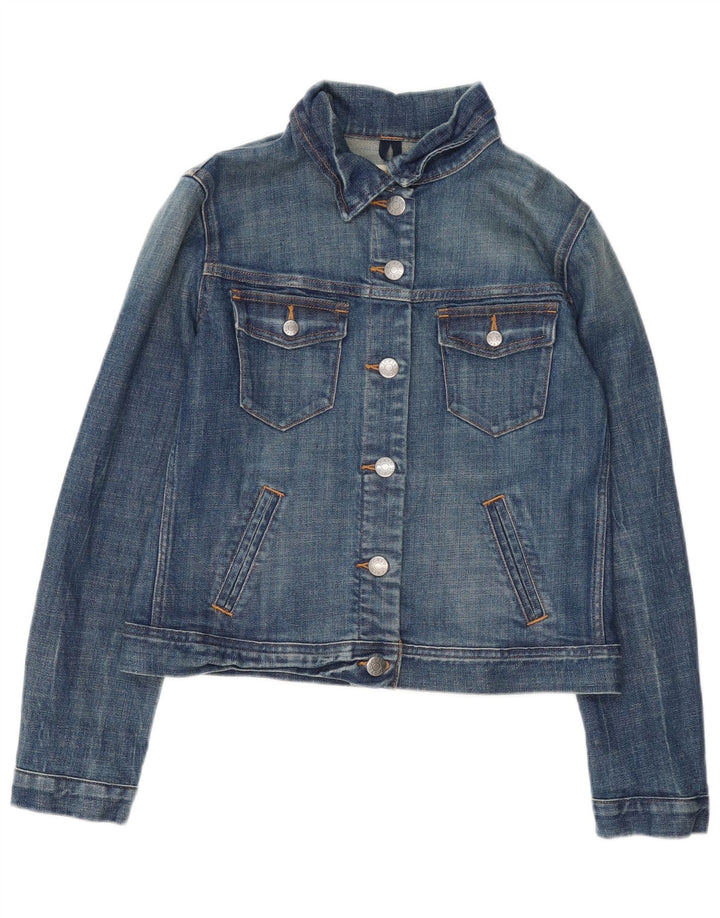 J. CREW Veste en jean courte pour femme UK 10 Petit coton bleu