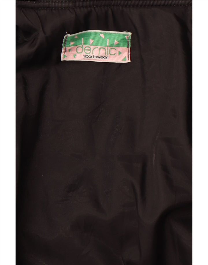 DERNIC Mens Alaska Naval Base Graphic Bomber Jacket UK 40 Grand Noir années 80