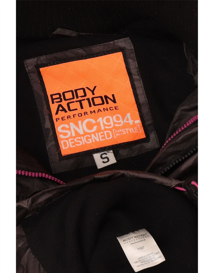 veste coupe-vent à capuche femme vintage UK 10 Petit camouflage gris