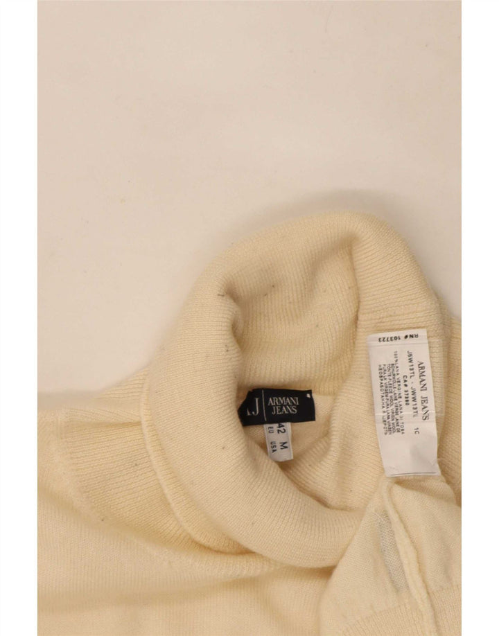 Armani Jeans Pull col roulé pour femme UK 12 Laine beige moyen