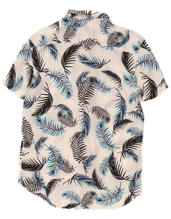 Jack Wills Chemise à Manches Courtes Homme Blanc Floral Viscose