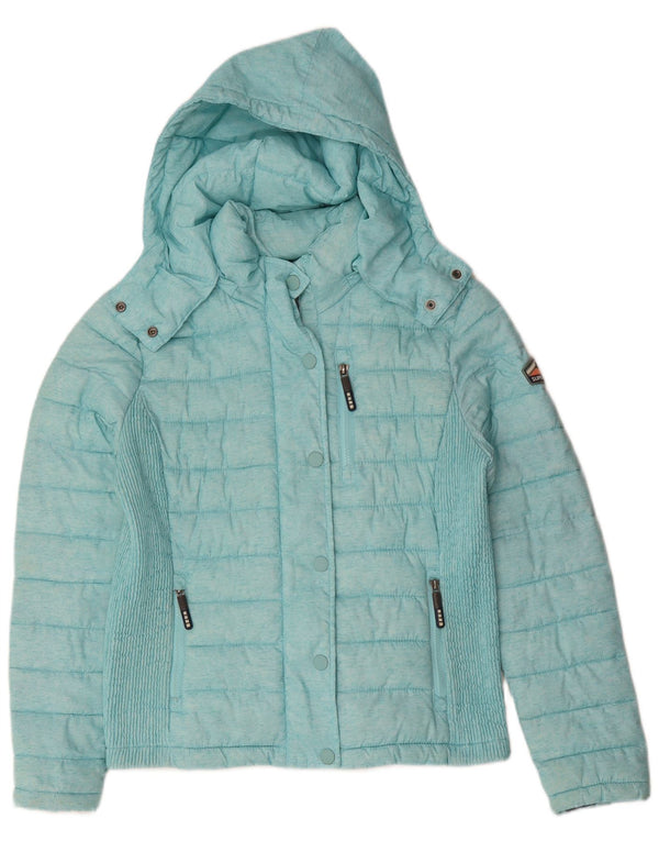 SUPERDRY Veste matelassée à capuche pour femme UK 18 XL Turquoise Polyester