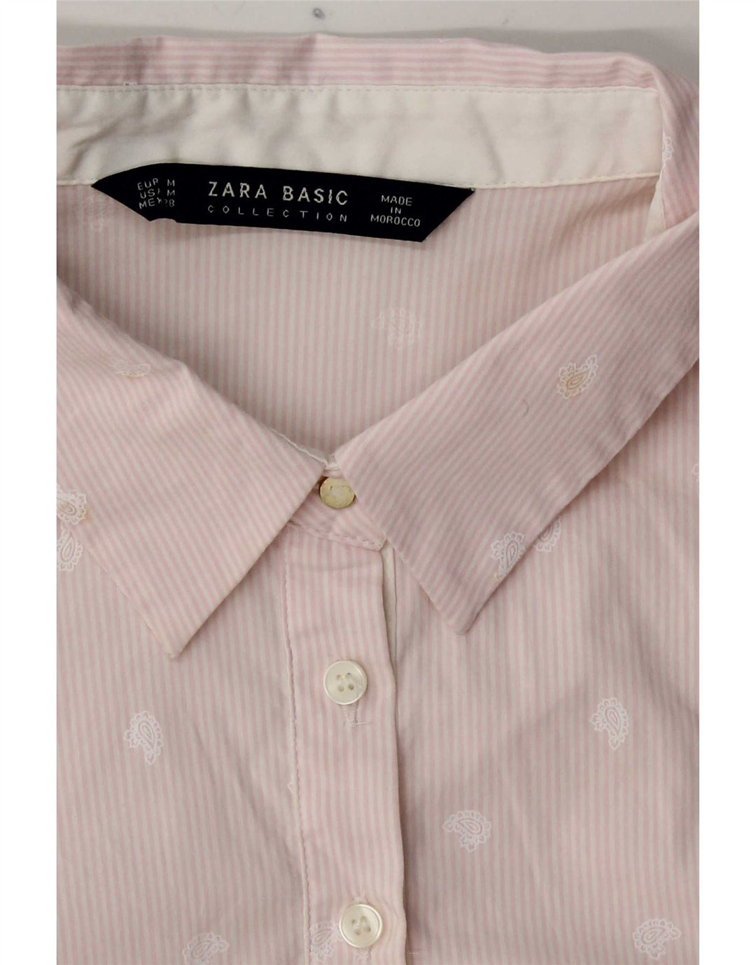 Zara Pull à manches longues pour femme en coton rose moyen Paisley UK 12