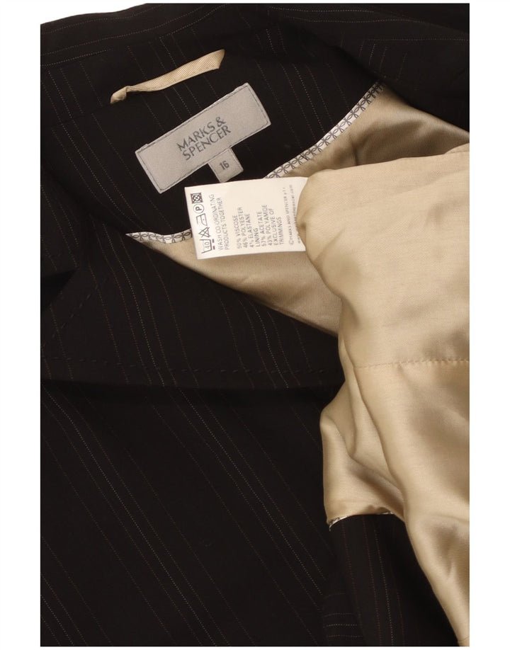 Marks & Spencer Veste blazer à 2 boutons pour femme UK 16 Large Noir Rayé