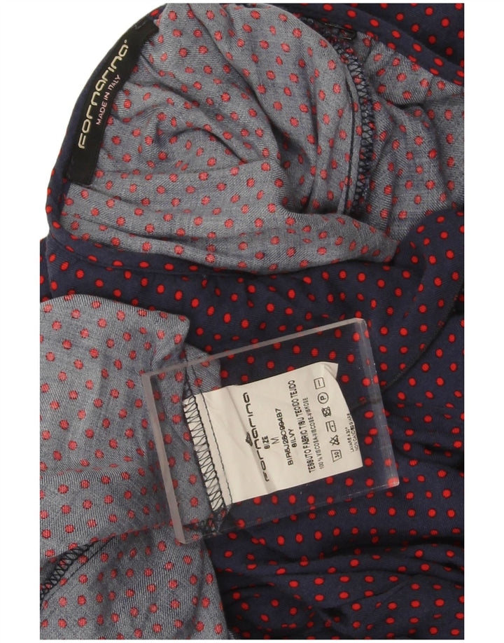 Fornarina Chemisier pour femme UK 44 Bleu marine moyen à pois rétro