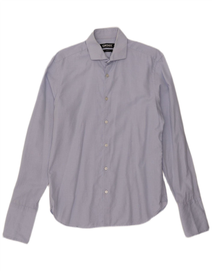 Dkny Chemise formelle coupe slim pour homme Taille 15 1/2 Carreaux bleu moyen