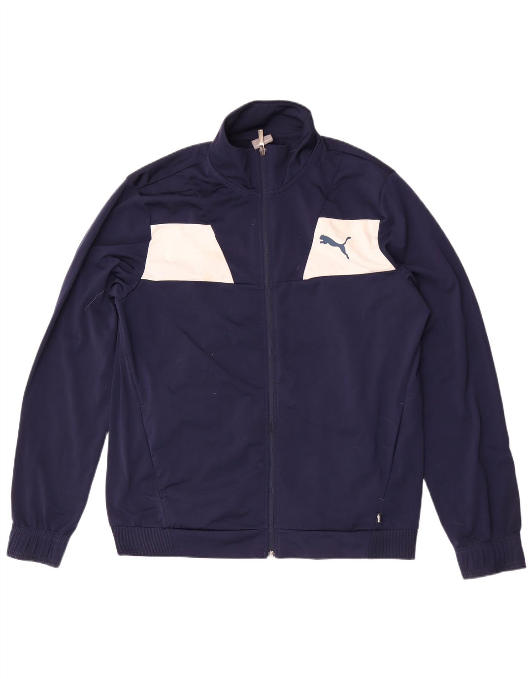 Puma Veste de survêtement pour homme Large Bleu Marine Colorblock Polyester