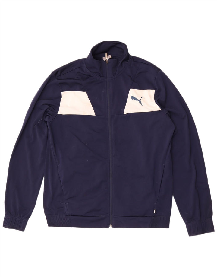 Puma Veste de survêtement pour homme Large Bleu Marine Colorblock Polyester