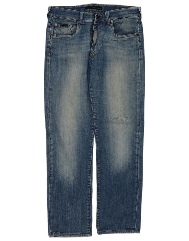CALVIN KLEIN Jean Slim Effet Déchiré W34 L30 Homme Bleu