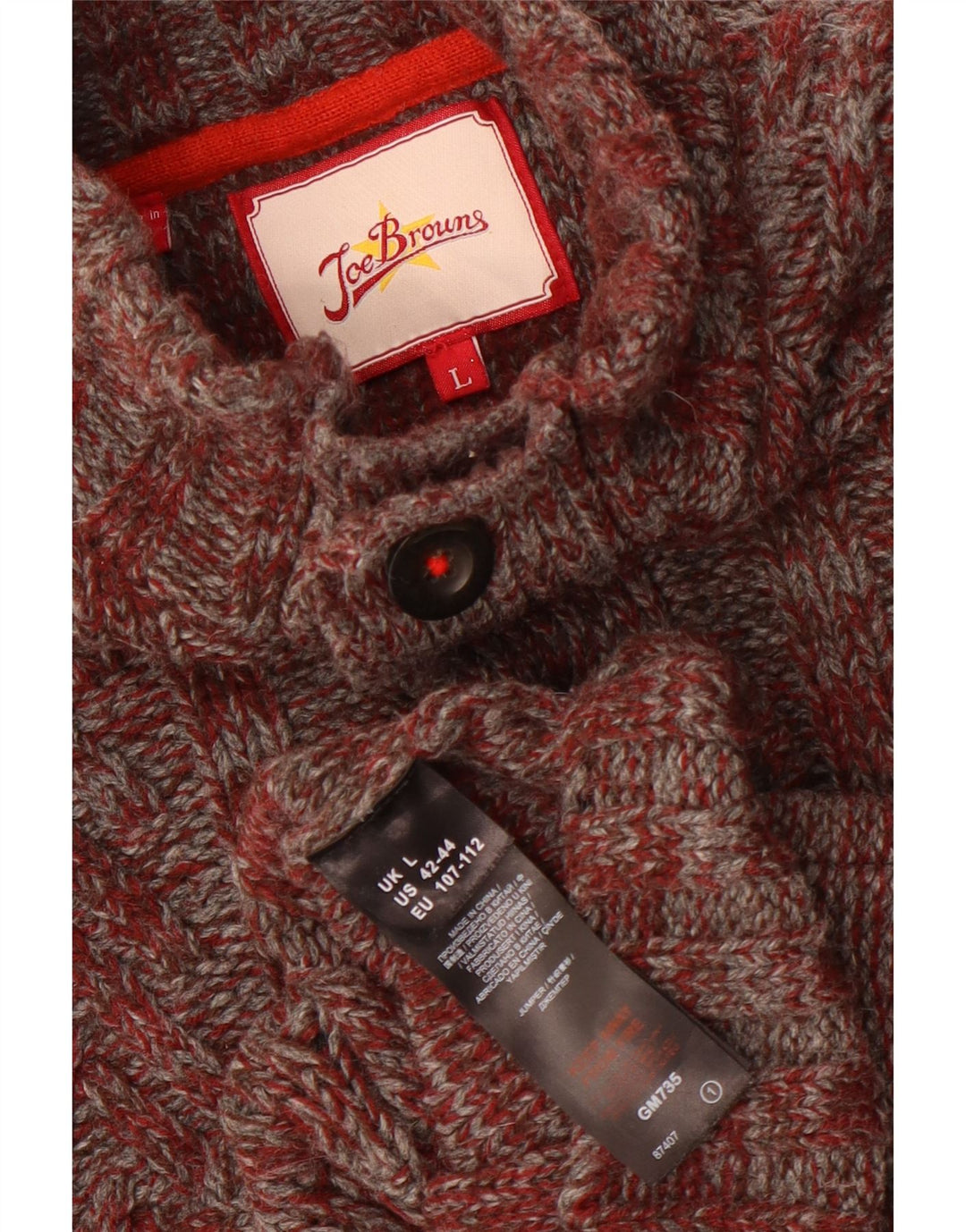 Joe Browns Pull à col boutonné pour homme Large en acrylique moucheté marron