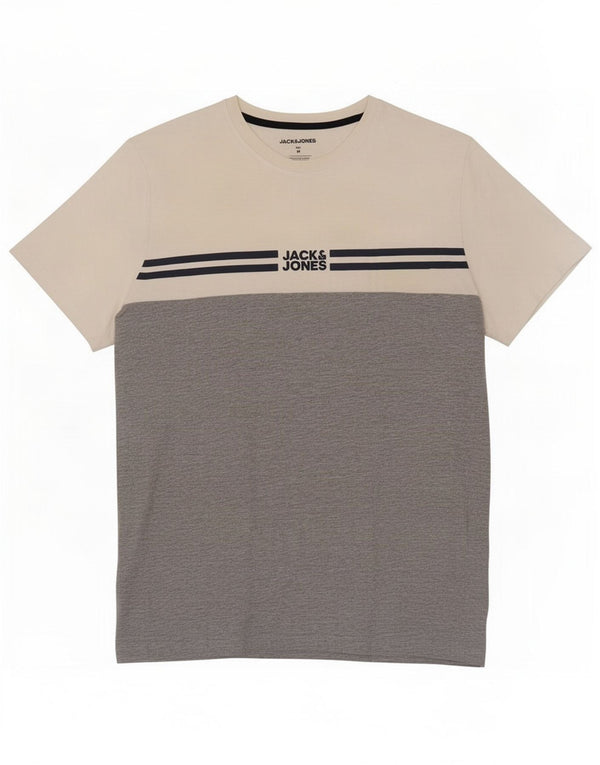 Jack & Jones T-shirt graphique pour homme en coton color block blanc moyen