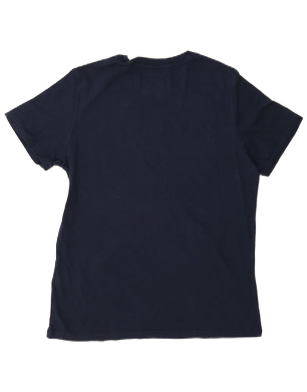Superdry T-shirt graphique pour femme UK 12 Bleu marine moyen Coton