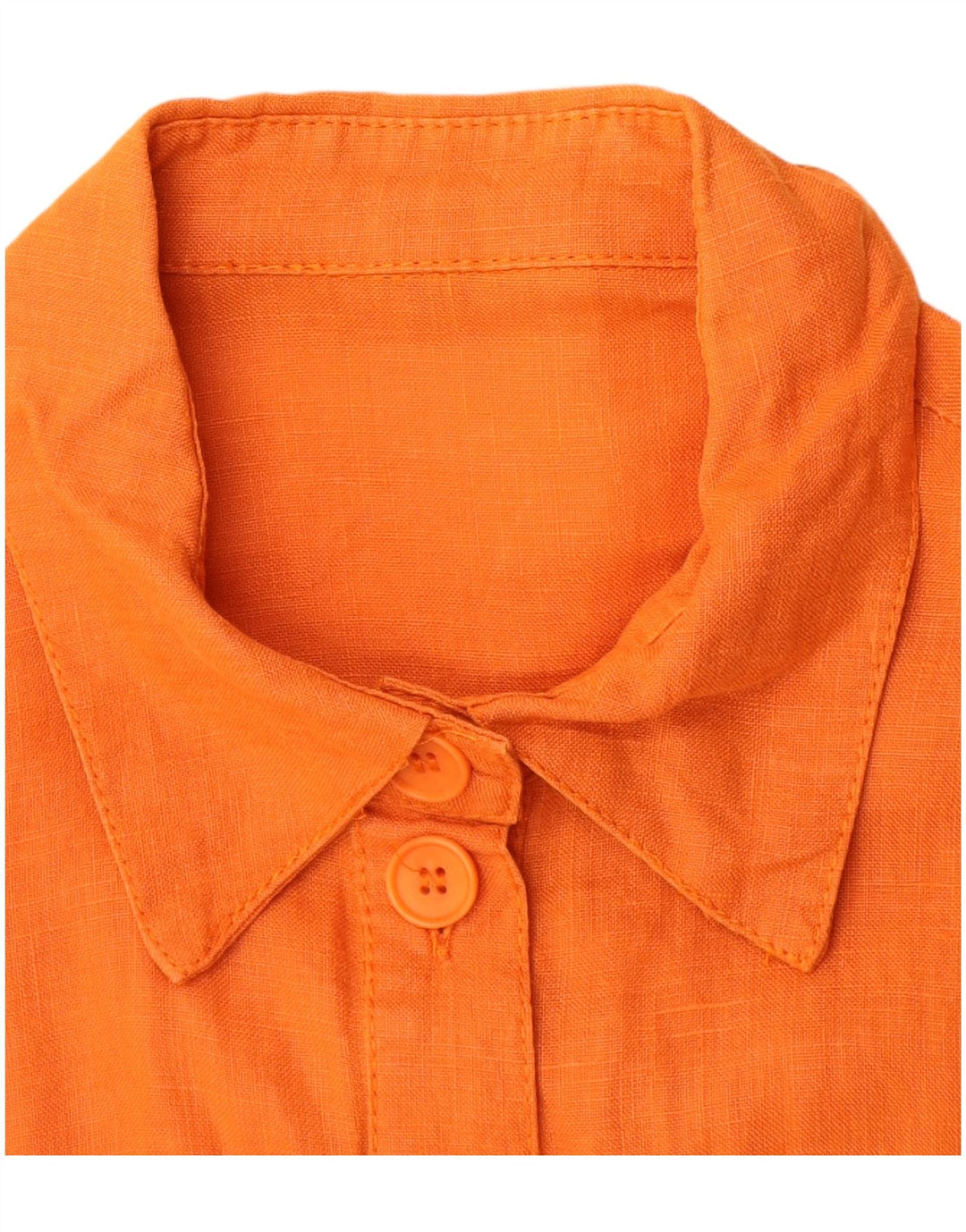 VINTAGE Chemise à manches courtes femme UK 12 Lin orange moyen