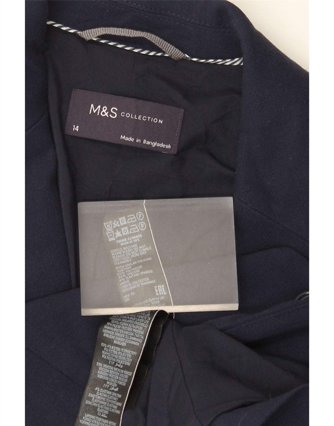 Marks & Spencer Veste blazer à 2 boutons pour femme UK 14 Bleu marine moyen