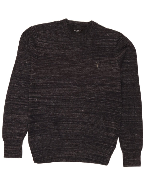 All Saints Pull ras du cou pour homme XS en coton moucheté gris