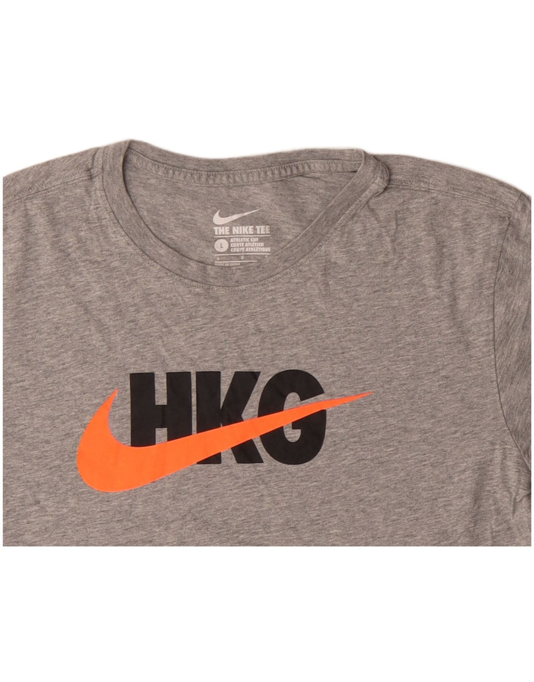 NIKE T-shirt graphique coupe athlétique pour femme UK 14 grand coton gris