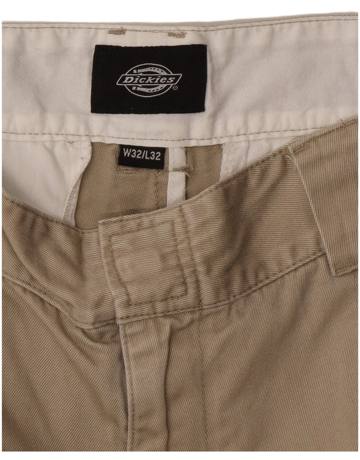 DICKIES Mens Slim Chino Trousers W32 L2  Beige Cotton