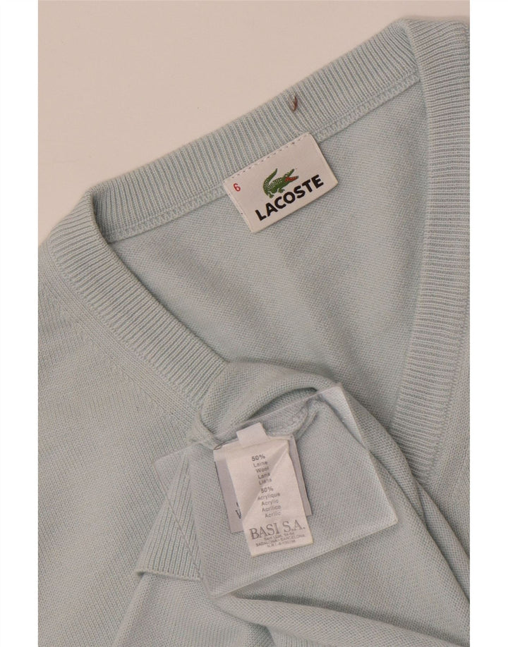 Lacoste Pull col V pour homme Taille 6 XL Laine bleue