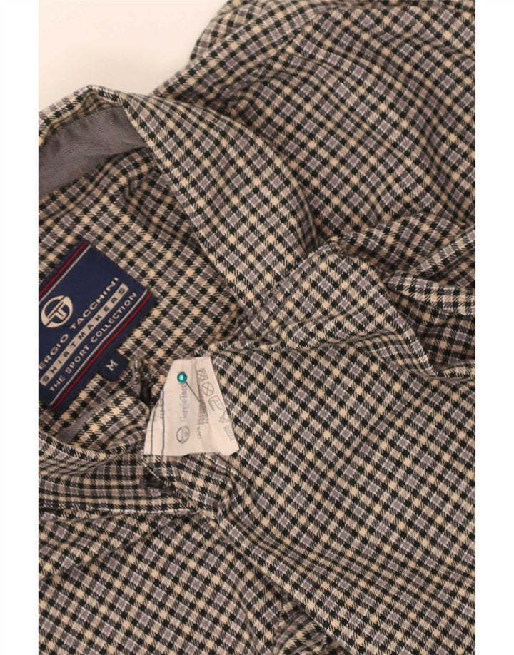 Sergio Tacchini Chemise en Flanelle Homme Gris Moyen à Carreaux en Coton