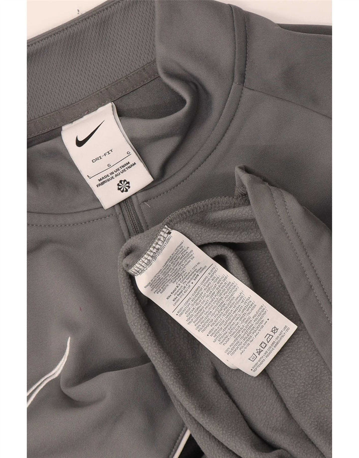 Nike Haut de survêtement Dri Fit Zip Neck pour hommes, grand, gris, color block