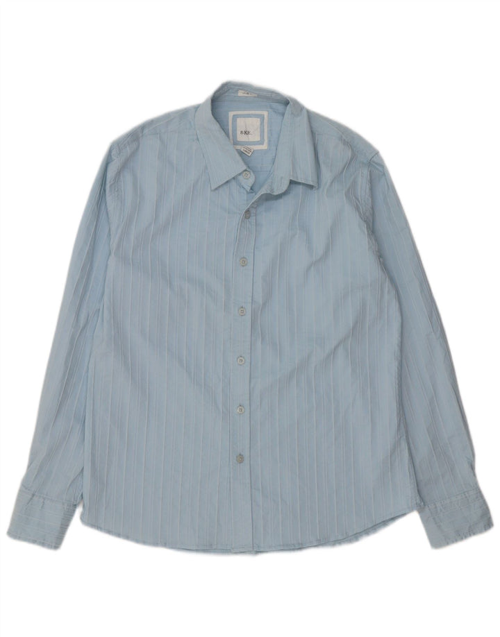 BKE Chemise cintrée pour homme en coton à rayures bleues