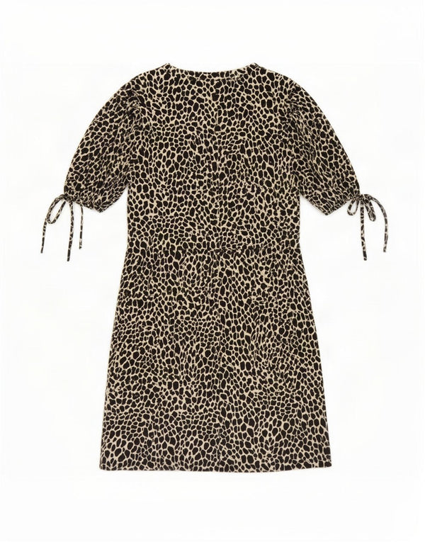 Topshop Robe droite pour femme UK 10 Petit coton imprimé animal noir