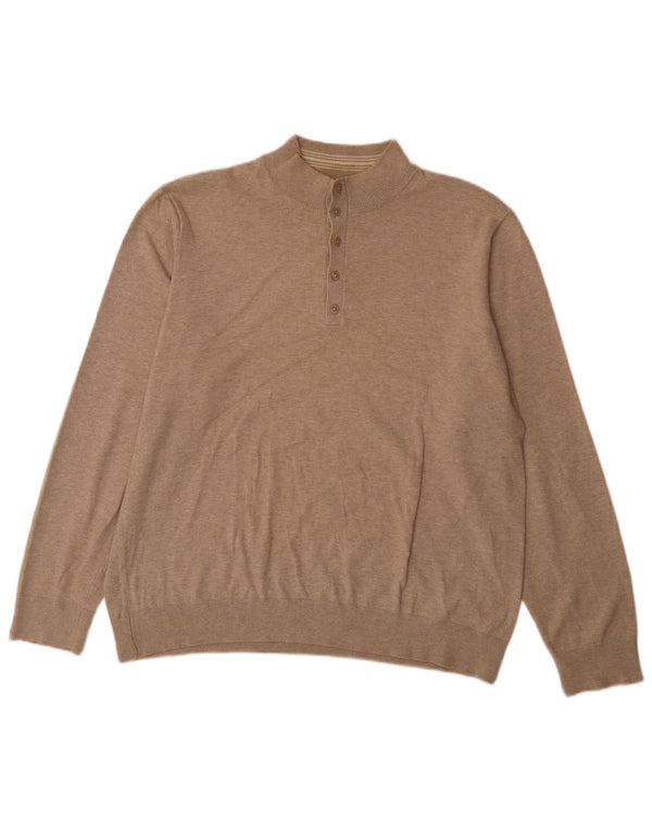 Marks & Spencer Pull à col boutonné Blue Harbour pour homme XL Beige