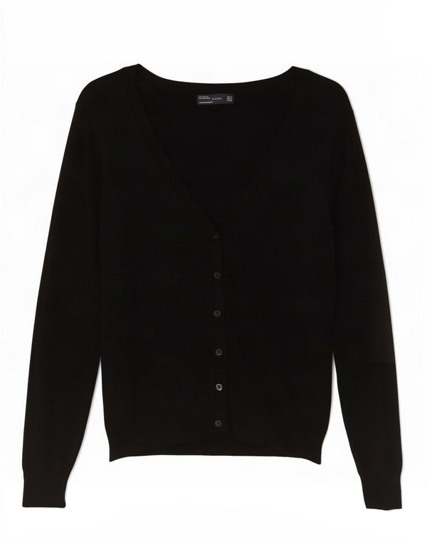 Zara Cardigan Femme Pull UK 12 Medium Noir Viscose