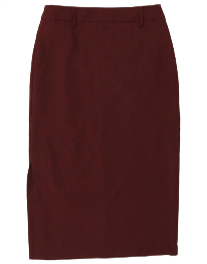Benetton Jupe Midi Femme IT 44 Medium W28 Bordeaux Polyester