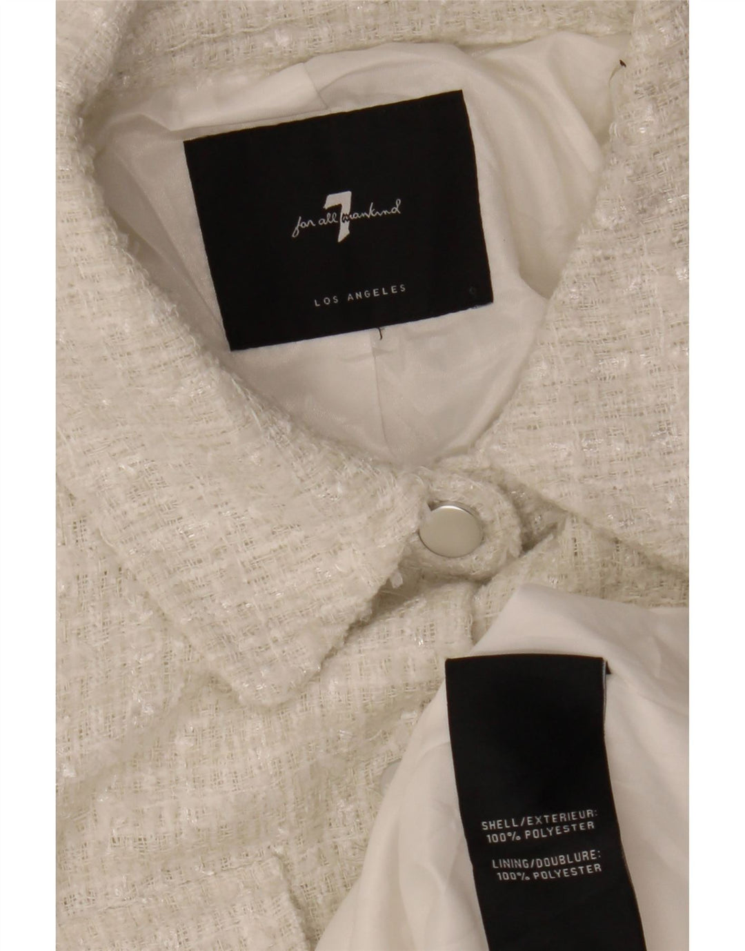 7 FOR ALL MANKIND Veste Bomber Femme UK 12 Polyester Blanc Moyen