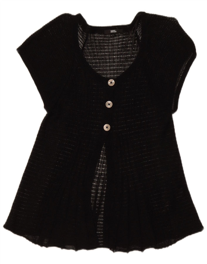 Marks & Spencer Cardigan à manches courtes pour femme UK 44 Lin noir moyen