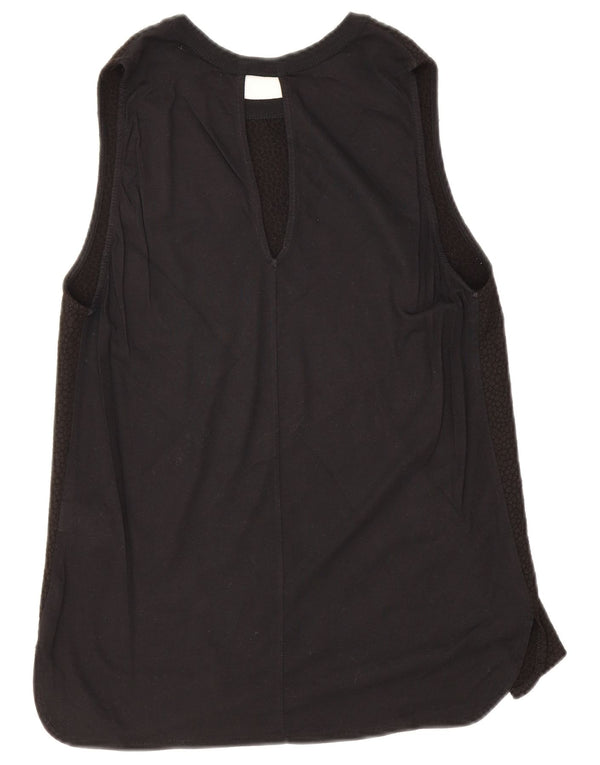 Zara Womens Trafaluc Blouse sans manches Top UK 12 Moyen Noir Géométrique