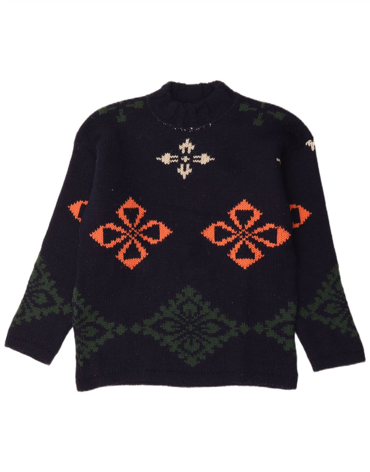 Foxhound Pull col roulé pour homme Motif floral Bleu marine Taille L